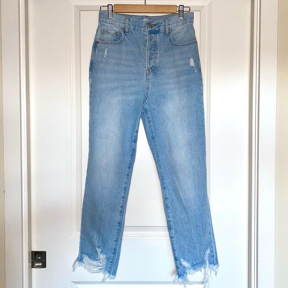 PacSun Eco Light Blue Ripped High Waisted Straight Leg Jeans, size 27